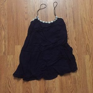 Navy blue babydoll dress with daisy detail collar